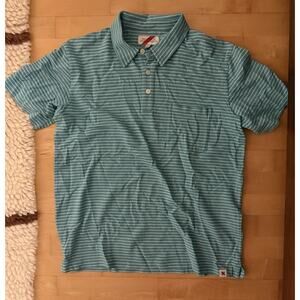 Best Made Co Blue White Striped Logo Shirt L